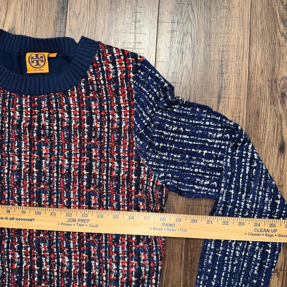 Tory Burch Wool Blend Sweater Round Neck Long Sleeve Multicolor Women's Large